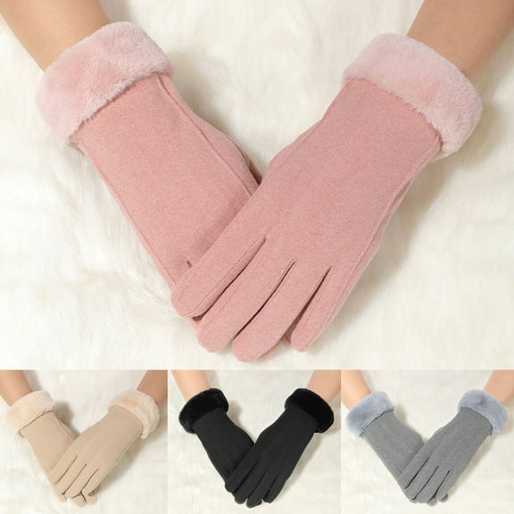 Women Winter Gloves With Touch Screen Fingers Warm Suede Gloves Texting Thermal Windproof Mittens for Driving Running