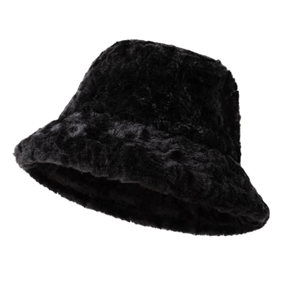 Women Winter Hat Thick Soft Solid Color Flat Top Wide Brim Plush Windproof Cold Resistant Lady Fisherman Hat Lady Bucklet Cap