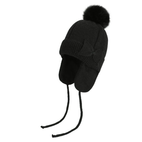 Women Winter Hat Trapper Cute Beanie Hats Bowknot Knit Skull Fall Fitted Running Hiking Fishing Vintage Cute Work Cap with Pompom Russian Ushanka Hat Ear Cover Travel