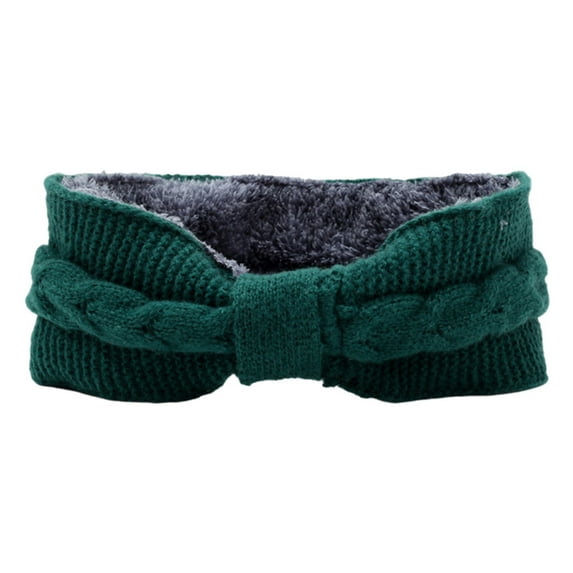 Women Winter Headband Winter Fleece-lined Headband Solid Color Twist Texture Thickened Warm Hair Band Stretchy Cozy Head Wrap Knit Ear Warmer Fleece