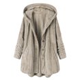 thumbnail image 1 of Women Winter Jackets,Plus Size Hoodie Cardigan Top for Women Fleece Faux Fur Coats Long Sleeve Teddy Bear Jacket Button Loose Fluffy Coats, 1 of 3