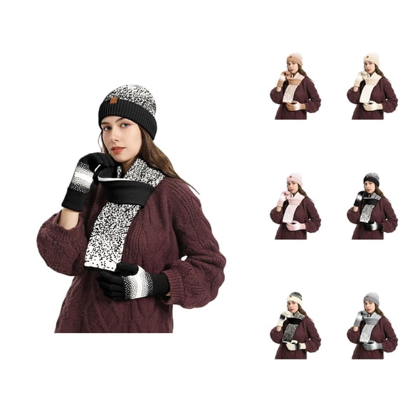 Women Winter Knit Hat Scarf Set Warm Lined Thick Cable Knit Cozy Cold Weather Outdoor Gear Windproof Ear Protection Soft Comfortable Fashion Style for Travel Snow Use â Stocking Stuffers Ski