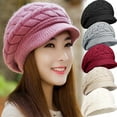 thumbnail image 1 of Dalrosia Women Winter Knit Hat Winter Brim Beanie Hats for Women Slouchy Beanie Cap with Visor Warm Newsboy Skull Cap, 1 of 6