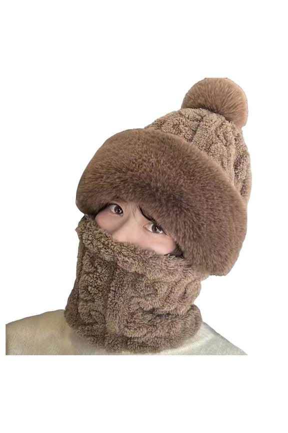 Women Winter Knitted Scarf Integrated Hat Cover Outdoor Cold Weather Accessory for Daily Use