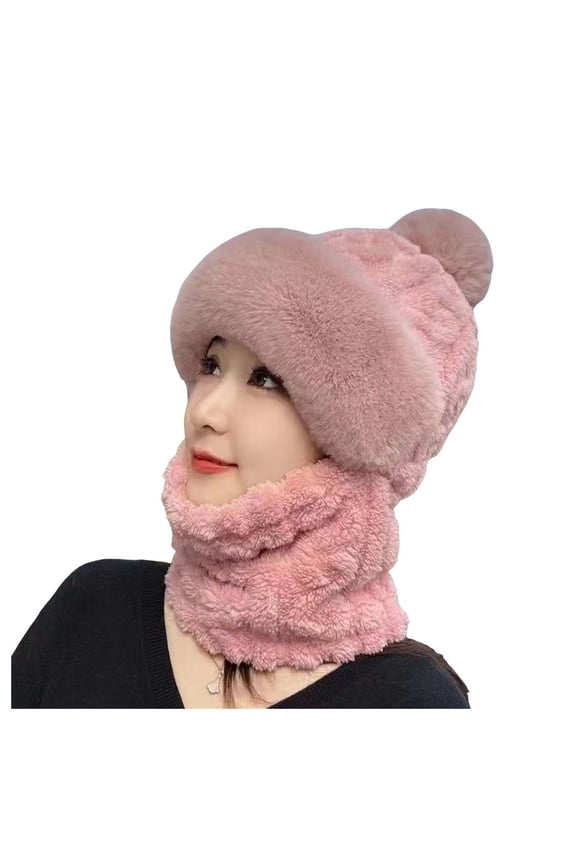Women Winter Knitted Scarf Integrated Hat Cover Outdoor Cold Weather Accessory for Daily Use