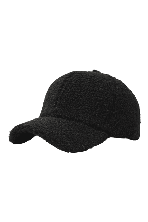 Women Winter Lamb Wool Baseball Cap Warm Plush Lined Curved Brim Hat Cozy Cold Weather Casual Cap