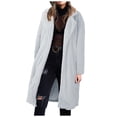 thumbnail image 1 of Women Winter Long Cardigan Overcoat Lapel Casual Slim Outwear Jacket Cozy Warm Soft Lightweight Comfortable Outerwear, 1 of 8