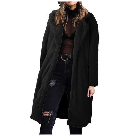 Women Winter Long Cardigan Overcoat Lapel Casual Slim Outwear Jacket Cozy Warm Soft Lightweight Comfortable Outerwear