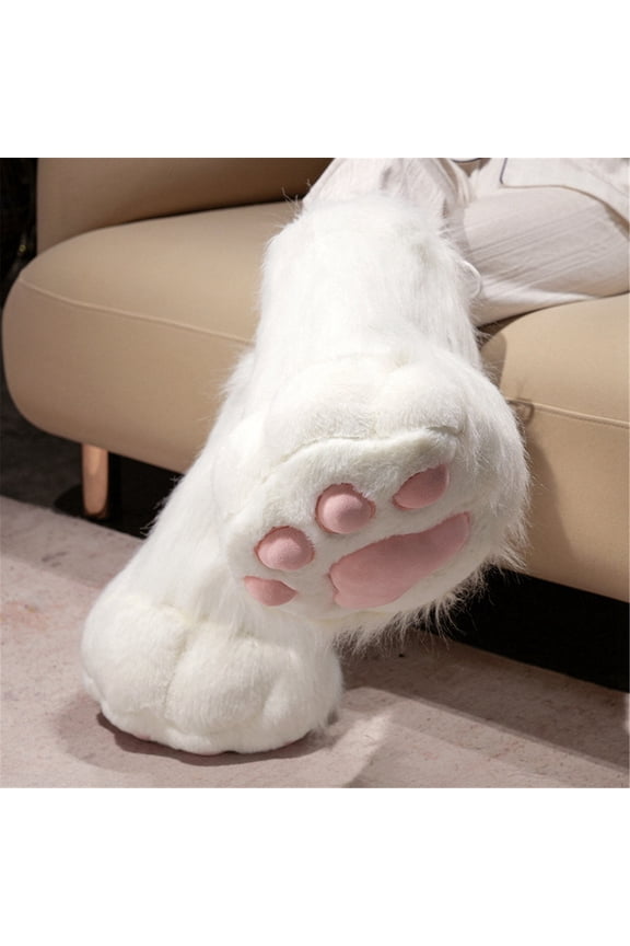 Women Winter Lovely Faux Fur Snow Boots Cute Animal Paw Boots Mid-Calf Boots One Size Fits All