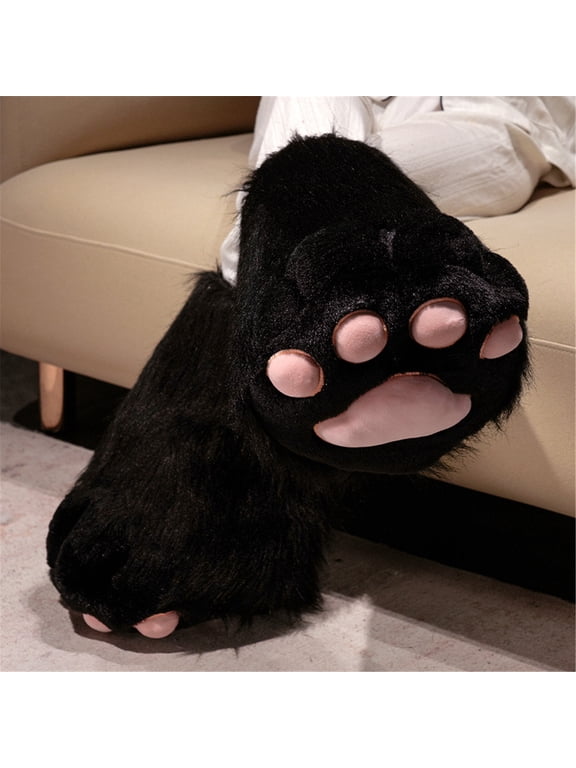 Women Winter Lovely Faux Fur Snow Boots Cute Animal Paw Boots Mid-Calf Boots One Size Fits All