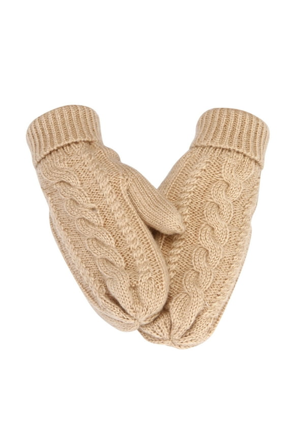 Women Winter Mittens Gloves Warm Fleece Lining Knit Mittens Gloves Cozy Thick Crochet Cable Plush Gloves for Women Girls