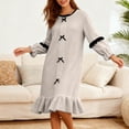 thumbnail image 1 of Women Winter Nightgown Crew Neck Ruffled Hem Color Block Bow Pajamas Fleece Thermal Soft Plush Sleep Robes (XL, Gray), 1 of 8