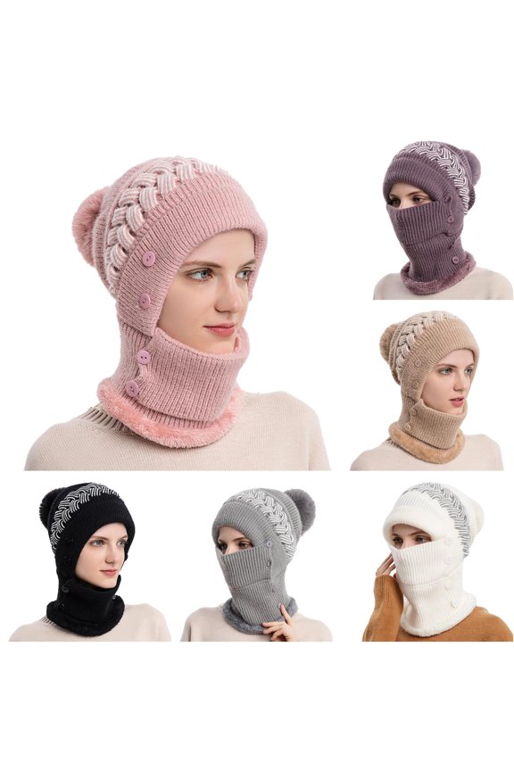 Women Winter Outdoor Riding Headgear Cold-Proof Ski Cap Warm Bib Face Integrated Cold-Proof Hood Hat Furry Hats for Men Warm Hats Big Head Trapper Hat Trapper Hat Hat for Men Vegan Trapper