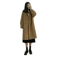 thumbnail image 1 of Women Winter Overcoat Turn-down Collar Pockets Solid Color Double-breasted Thickened Loose Fit Coat Thermal Long Sleeved Commuting Dating Spring Fall Winter Coat, 1 of 8