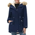 thumbnail image 1 of Women Winter Parka Coat, Windproof Women Winter Coat Fleece Lined Long Parka with Faux-Fur Hood (Navy, X-Large), 1 of 8