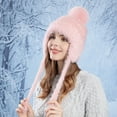 thumbnail image 1 of Women Winter Peruvian Cover Ears Beanie Hat Ear Flaps Sherpa Ski Snow Hats Knit Fleece Lined Ear Protection Cap, 1 of 4