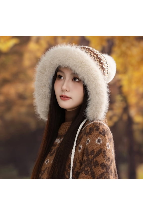 Women Winter Peruvian Cover Ears Beanie Hat Ear Flaps Sherpa Ski Snow Hats Knit