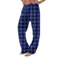 thumbnail image 1 of Women Winter Plaid Printed Pants Full Length Long Trousers Sports Pants with Drawstring for Classic and Comfortable Style,Blue,2XL, 1 of 5