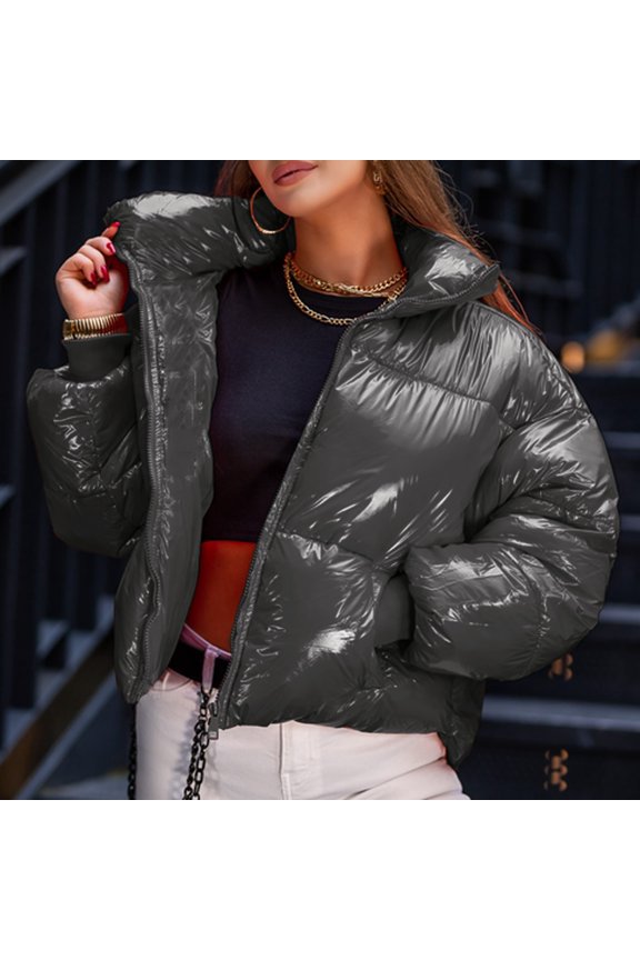 Women Winter Plus Size Solid Color Down Coat Long Sleeve Zipper Pocket Overcoat Warm Jacket Fossa Jacket Women S Vests Fit Jackets Jackets 25k Jacket Thin Jacket Women plus Size Maternity Jacket Coats