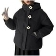 thumbnail image 1 of Women Winter Puffer Coat Heavyweight Thick Warm Hooded Jacket with Pocket Button Full Zip Windproof Overcoat (XL, Black), 1 of 7