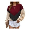 thumbnail image 1 of Women Winter Pullover Chunky Plaid Turtleneck Color Block Batwing Sleeve Knit Sweater Crewneck Knitted Pullover Sweater, 1 of 6
