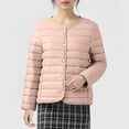 thumbnail image 1 of Women Winter Quilted Jackets Lightweight Collarless Button Coat Short Inner Liner Jacket Overcoat 4XL , Zip up Hoodie Lady, 1 of 6