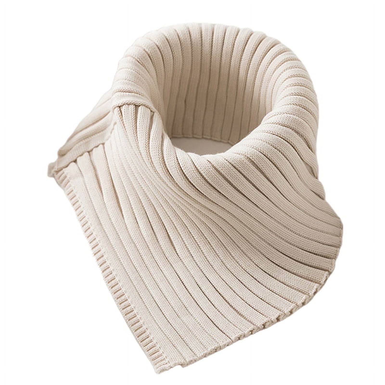 Women Winter Ribbed Knit Turtleneck Fake Collar Solid Color Detachable