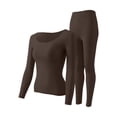 thumbnail image 1 of Women Winter Round Neck Tight Solid Base Layer Color Keep Warm Thermal Underwear Sets, 1 of 2