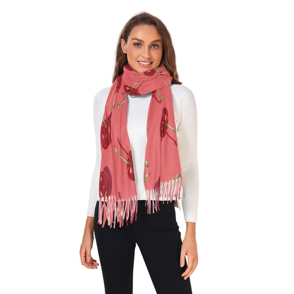 Women Winter Scarves Fashion Pashmina Shawl Wraps Long Blanket Scarf for Fall Spring Beautiful Cherry