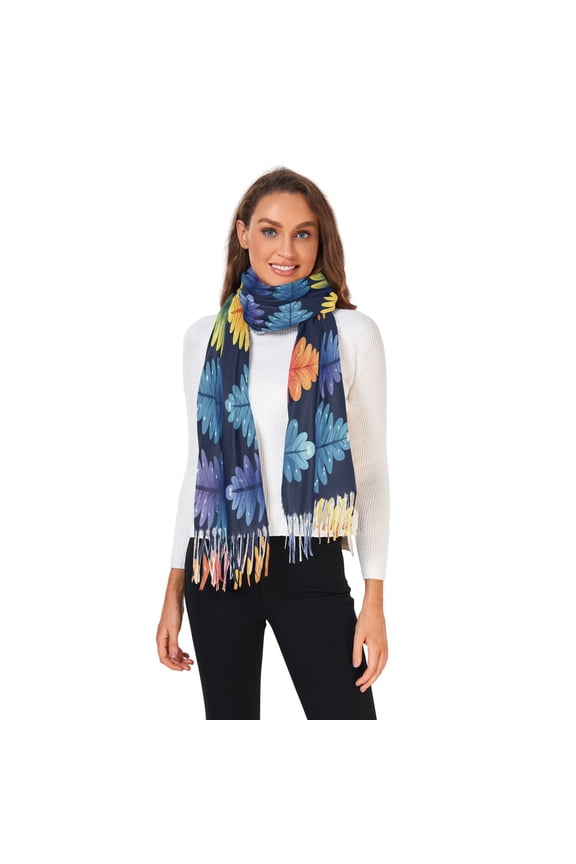 Women Winter Scarves Fashion Pashmina Shawl Wraps Long Blanket Scarf for Fall Spring Colorful Tree