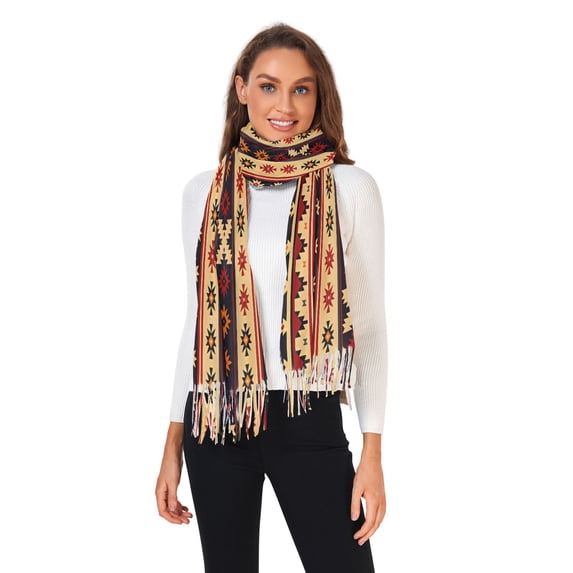 Women Winter Scarves Fashion Pashmina Shawl Wraps Long Blanket Scarf for Fall Spring Geometric Bohemia Africa