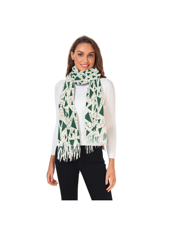 Women Winter Scarves Fashion Pashmina Shawl Wraps Long Blanket Scarf for Fall Spring Green Small Triangles