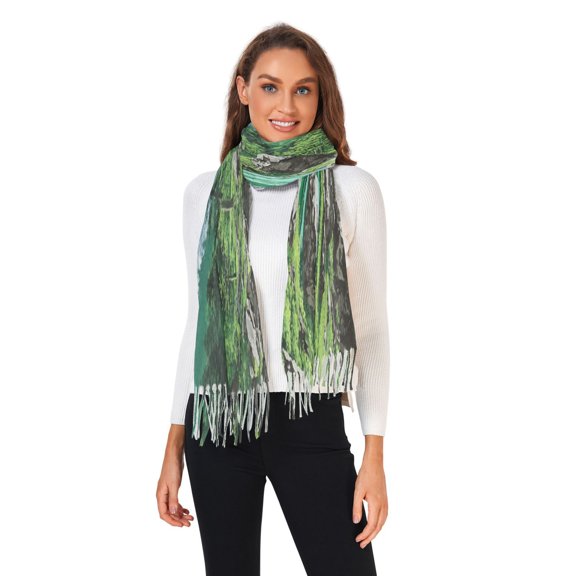 Women Winter Scarves Fashion Pashmina Shawl Wraps Long Blanket Scarf for Fall Spring Lake in Mountains