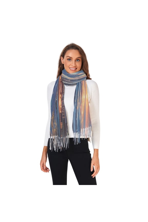 Women Winter Scarves Fashion Pashmina Shawl Wraps Long Blanket Scarf for Fall Spring Lakehouse in Sunset