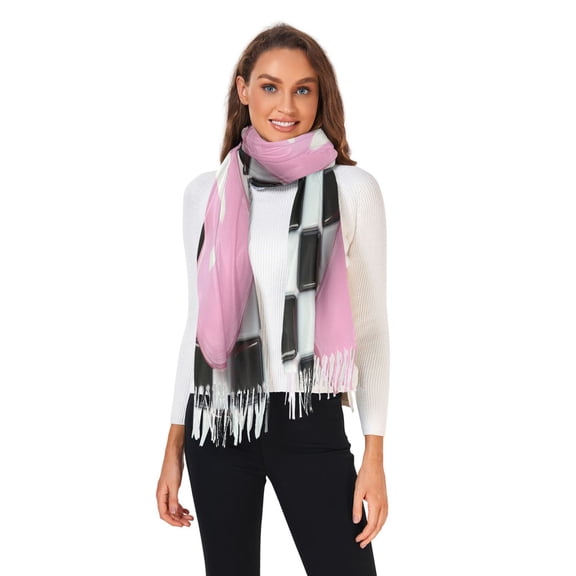 Women Winter Scarves Fashion Pashmina Shawl Wraps Long Blanket Scarf for Fall Spring Pink Heart on Checkered