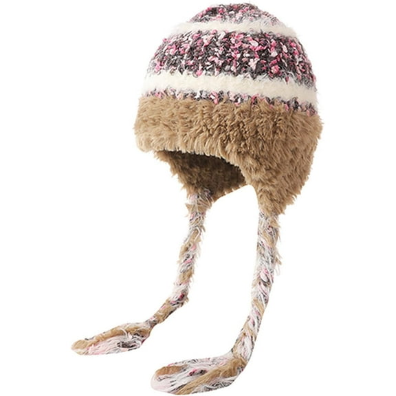 Women Winter Sherpa Beanie Hats Winter Hat Earflap Knit Cap Ski Snow Hats Knit Skull caps Cold Weather Warm Hat