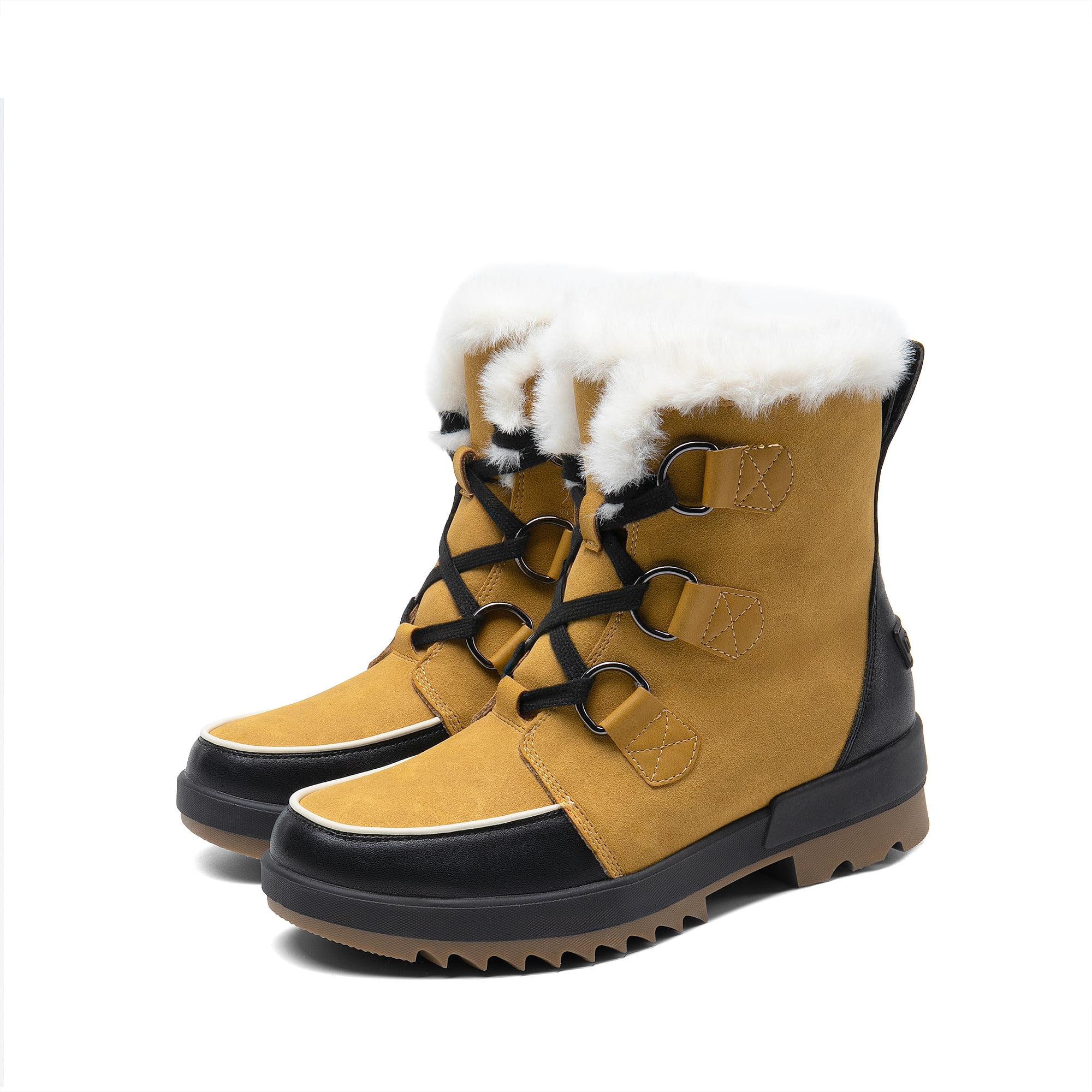 Winter Boots Men Slip On Women's Winter Faux Fur Lined Snow Boots