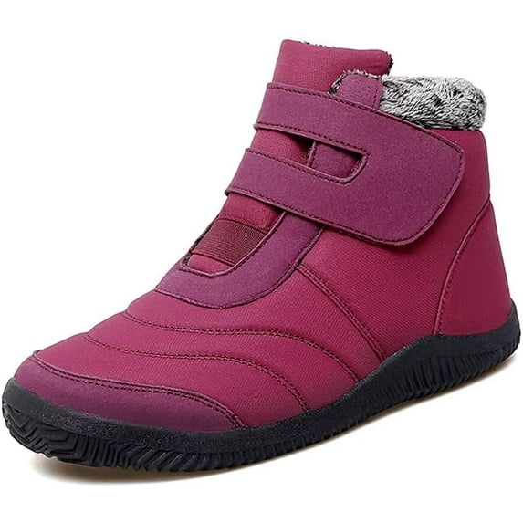 Women Winter Snow Boots Warm Furry Lined Ankle Booties Hook and Loop Outdoor Walking Womens Boots