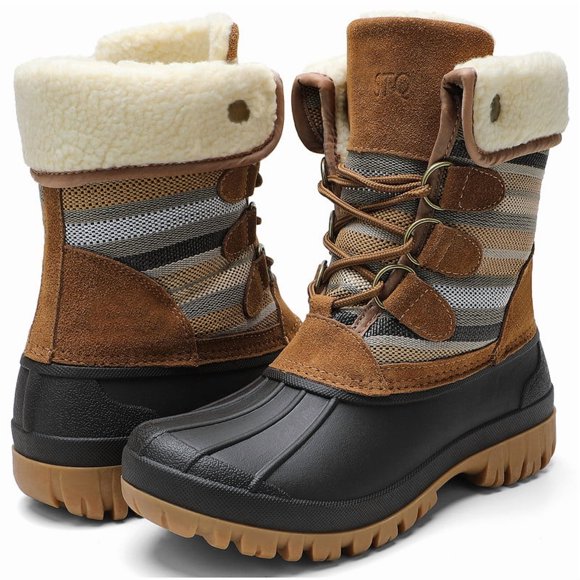 Women Winter Snow Boots for Waterproof Cold Weather Women Duck Boots Taupe/Tan 10 M