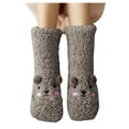 thumbnail image 1 of Women Winter Socks Cartoon Lined Warm Cozy Floor Socks Non Plus Velvet and Thick Sleeping Snow Socks,Z9-Grey One Size, 1 of 2