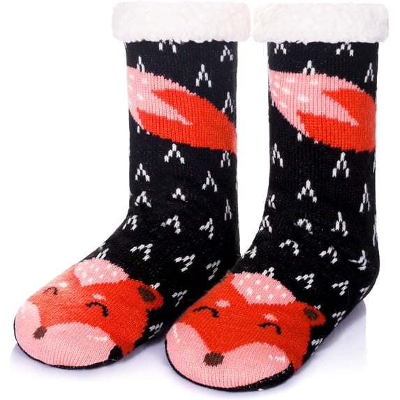 Women Winter Socks Knit Anti-Slip Sweat Warm Cute Cartoon Animals Fuzzy Home Slipper Socks