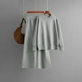 thumbnail image 1 of Women Winter Soft Loungewear Sets Long Sleeve Knitted Pullover Sweater Elastic Waist Wide Leg Pant 2 Piece Outfits New Women's 2 Piece Sets Fall Outfits Gray One Size, 1 of 3