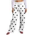 thumbnail image 1 of Women Winter Soild Color Pants Full Length Long Trousers Sports Pants with Dot Print and Drawstring for Casual and Stylish Wear,White,S, 1 of 8