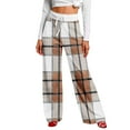 thumbnail image 1 of Women Winter Soild Color Pants Full Length Long Trousers Sports Pants with Plaid Print and Drawstring for Classic and Warm Wear,Khaki,3XL, 1 of 8