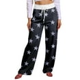 thumbnail image 1 of Women Winter Soild Color Pants Full Length Long Trousers Sports Pants with Star Print and Drawstring for Fun and Comfortable Use,Black,L, 1 of 8