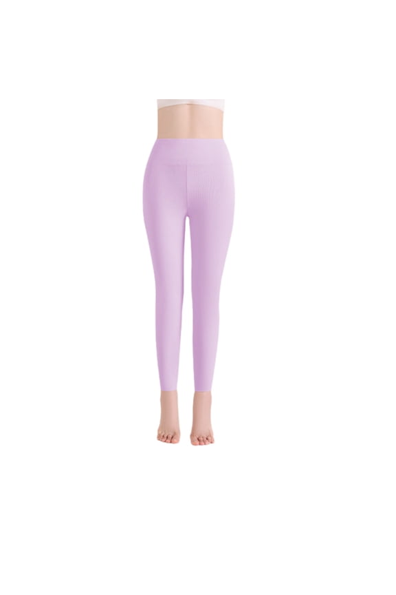 Women Winter Solid Color High Waist German Velvet Full Length Pants Leggings Purple 2XL