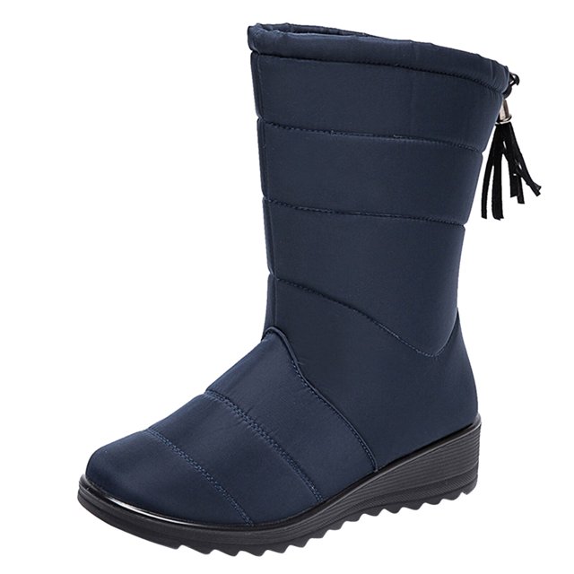 Women Winter Solid Color Keep Warm Shoes Middle Boots Plus Velvet Boot