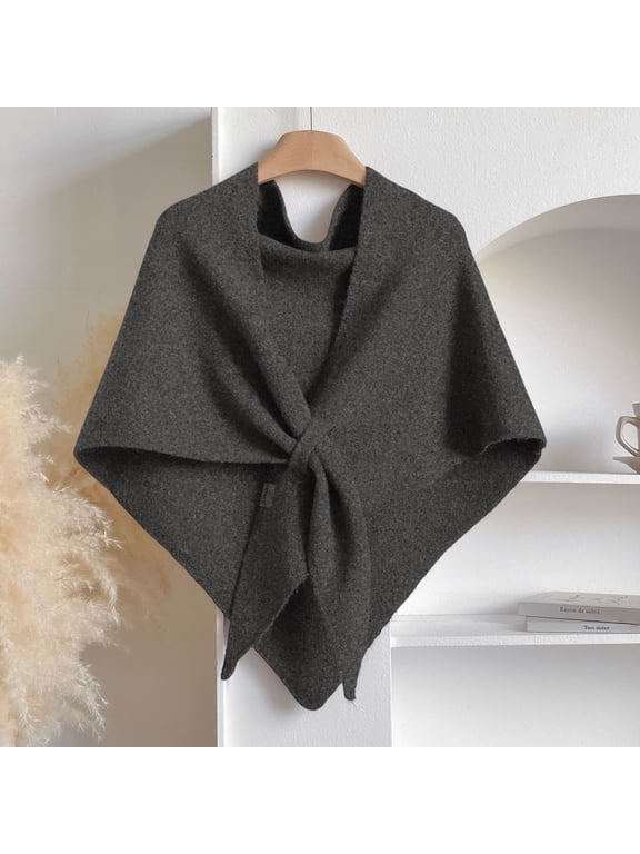 Women Winter Solid Knitted Shawl Wraps Open Front Cardigan Poncho Cape Soft Warm Oversized Blanket Scarf for Cold Weather Daily Travel Indoor Outdoor Use