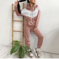 thumbnail image 1 of Women Winter Stitching Color Tracksuit Long Sleeve Hoodies Loose Trousers Suit Two Piece Set Clothing Snow Pants Womens Tall Pant Suit Women Dressy Petite Stylish Jumpsuits for Women Pantsuit for, 1 of 6