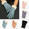 thumbnail image 1 of Women Winter Suede Thick Fleece Lined Touch Screen Warm Outdoor Sports Gloves, 1 of 8